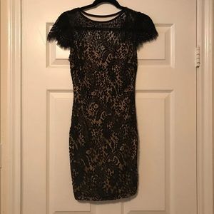 Windsor Black Lace Illusion Mini Dress